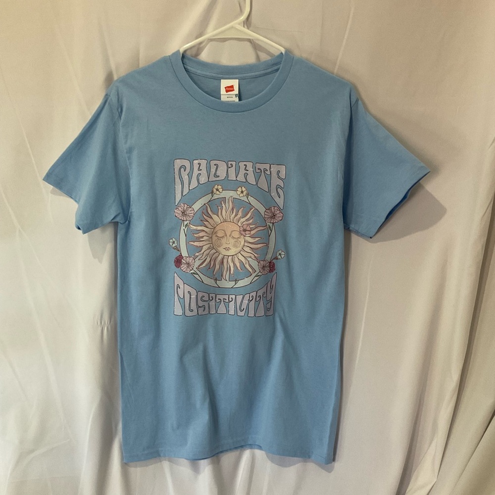 Radiate Positivity Light Blue Womens T-Shirt or Men’s Tshirt Size Small